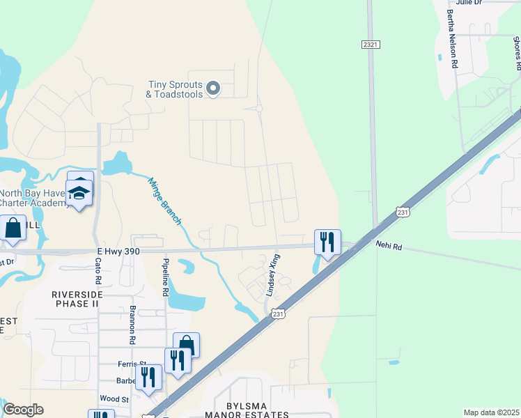 map of restaurants, bars, coffee shops, grocery stores, and more near 4501 County Road 390 in Panama City