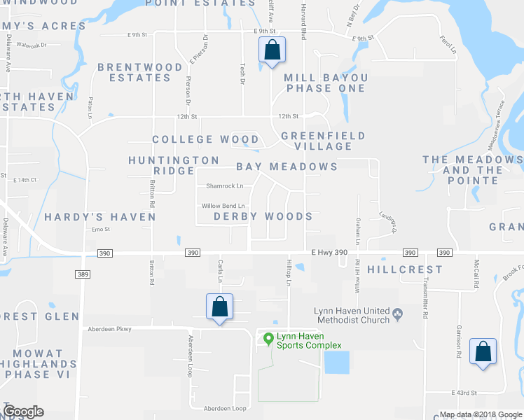 map of restaurants, bars, coffee shops, grocery stores, and more near 1512 Blue Grass Lane in Lynn Haven