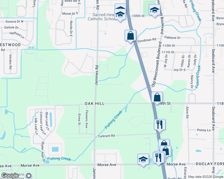 map of restaurants, bars, coffee shops, grocery stores, and more near 6314 Kohn Street in Jacksonville