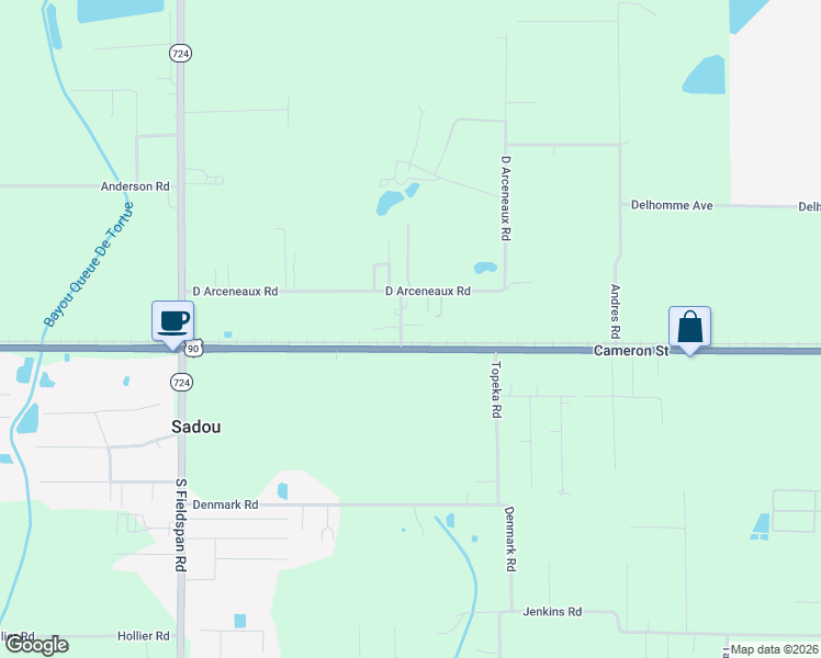 map of restaurants, bars, coffee shops, grocery stores, and more near 114 Rendezvous Road in Laf Parish