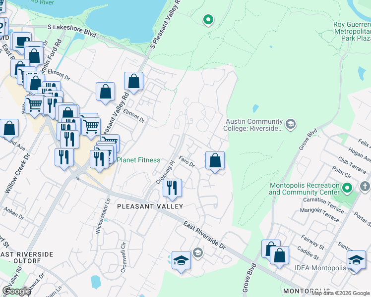map of restaurants, bars, coffee shops, grocery stores, and more near in Austin