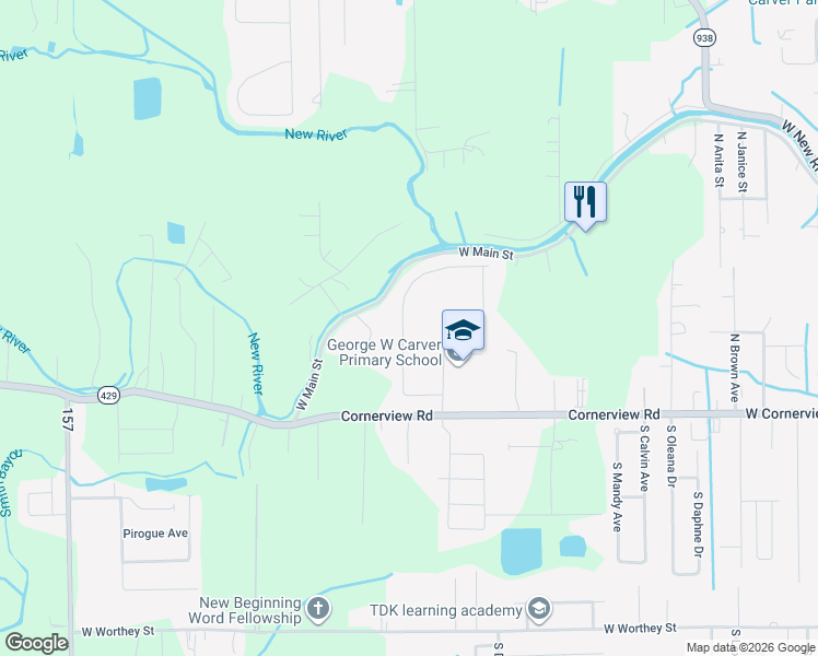 map of restaurants, bars, coffee shops, grocery stores, and more near 39387 Legacy Lake Drive in Gonzales