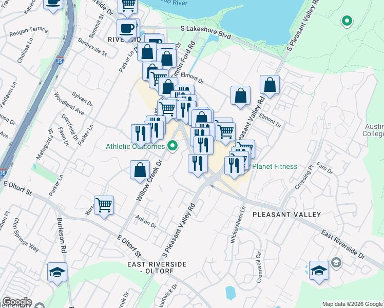 map of restaurants, bars, coffee shops, grocery stores, and more near in Austin