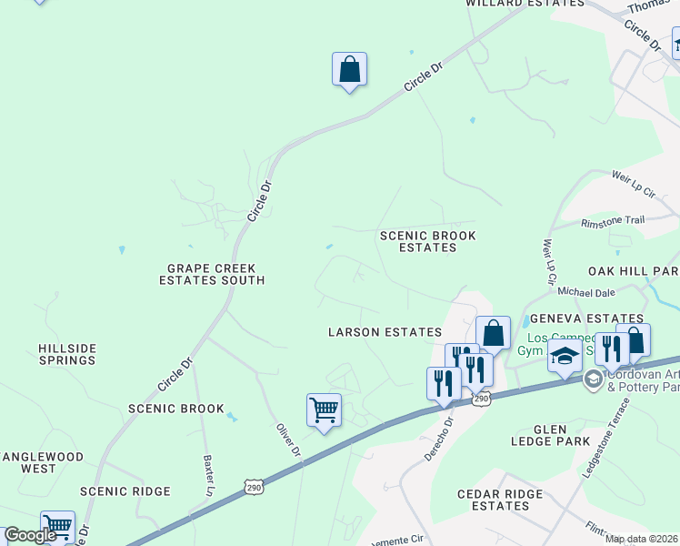 map of restaurants, bars, coffee shops, grocery stores, and more near 10700 Twilight Vista in Austin