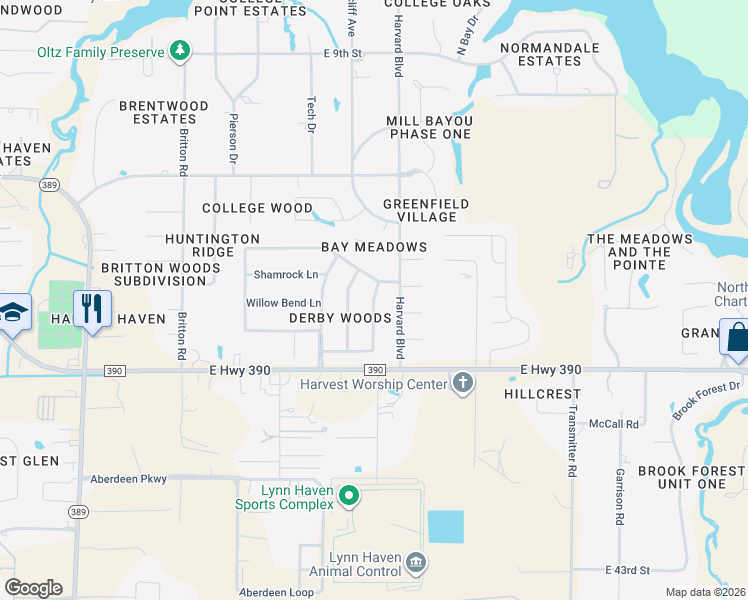 map of restaurants, bars, coffee shops, grocery stores, and more near 1502 Santa Anita Drive in Lynn Haven