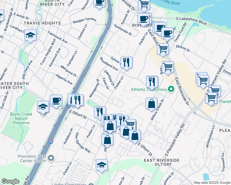 map of restaurants, bars, coffee shops, grocery stores, and more near 1908 Cedar Ridge Drive in Austin