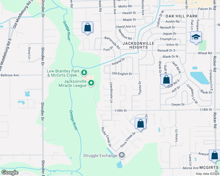 map of restaurants, bars, coffee shops, grocery stores, and more near 8368 Kipling Court in Jacksonville