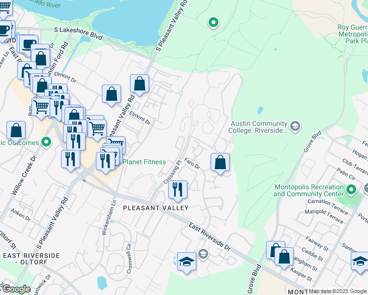 map of restaurants, bars, coffee shops, grocery stores, and more near in Austin