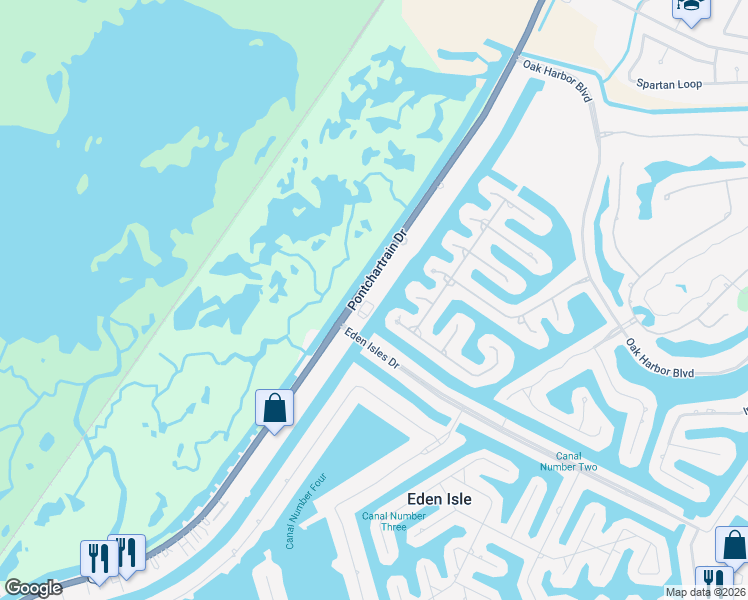 map of restaurants, bars, coffee shops, grocery stores, and more near 4532 Pontchartrain Drive in Slidell