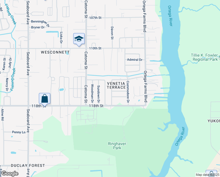 map of restaurants, bars, coffee shops, grocery stores, and more near 6242 Pennant Drive West in Jacksonville