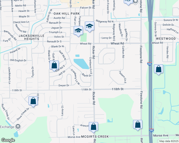 map of restaurants, bars, coffee shops, grocery stores, and more near 6241 Lindenwood Court North in Jacksonville