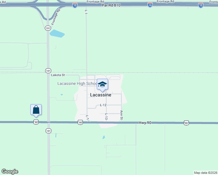 map of restaurants, bars, coffee shops, grocery stores, and more near 412 Dugas Street in Lacassine