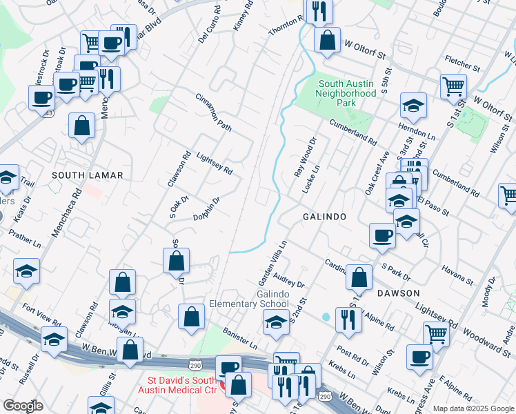 map of restaurants, bars, coffee shops, grocery stores, and more near 1011 Cardinal Lane in Austin