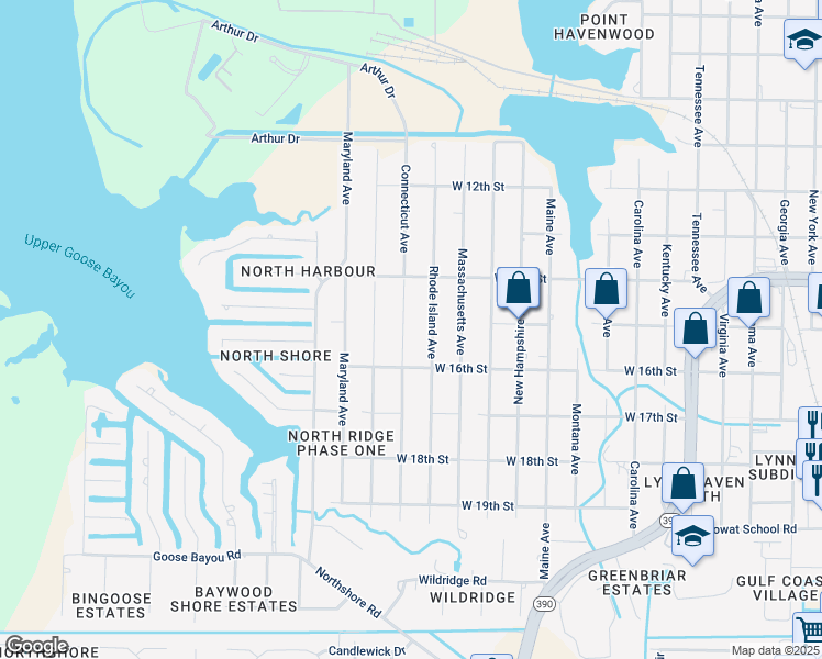 map of restaurants, bars, coffee shops, grocery stores, and more near 1501 Connecticut Avenue in Lynn Haven