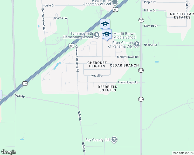 map of restaurants, bars, coffee shops, grocery stores, and more near 4838 McCall Lane in Panama City
