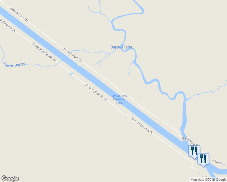 map of restaurants, bars, coffee shops, grocery stores, and more near 11685 Home Port Drive in Maurepas