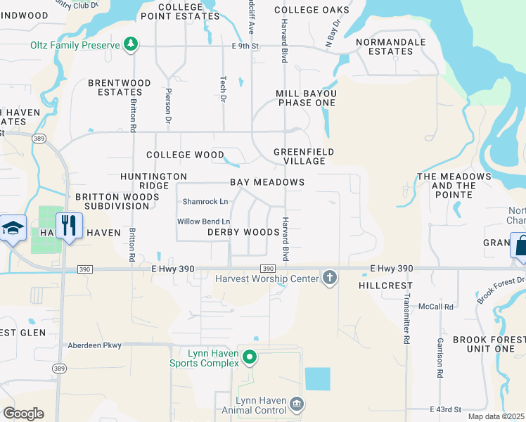 map of restaurants, bars, coffee shops, grocery stores, and more near 1434 Santa Anita Drive in Lynn Haven