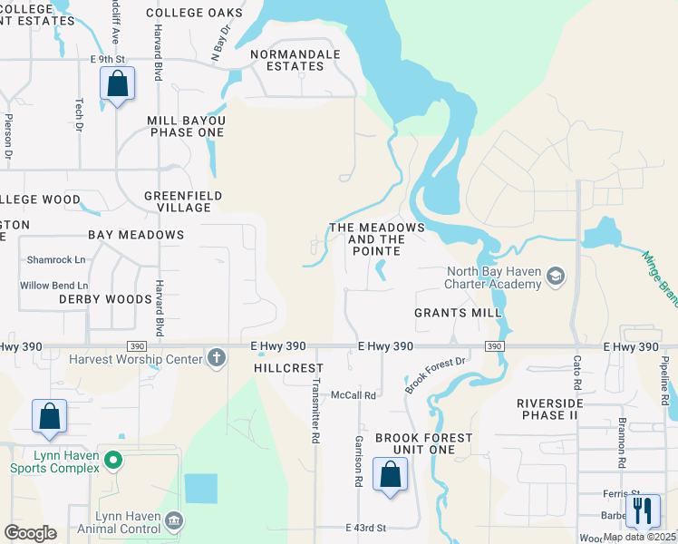 map of restaurants, bars, coffee shops, grocery stores, and more near 306 Willow Way in Lynn Haven