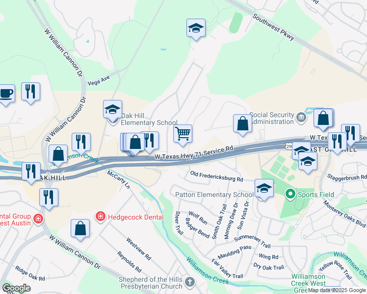 map of restaurants, bars, coffee shops, grocery stores, and more near 6036 U.S. 290 in Austin