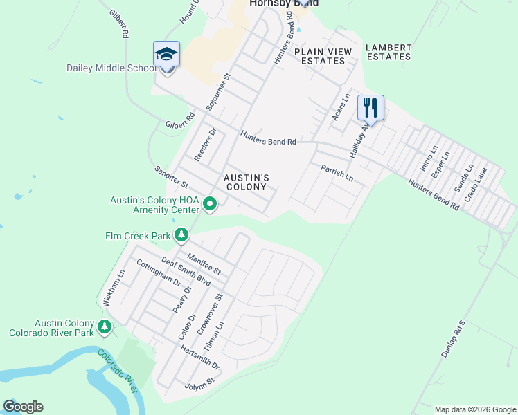 map of restaurants, bars, coffee shops, grocery stores, and more near 14609 Highsmith Street in Austin