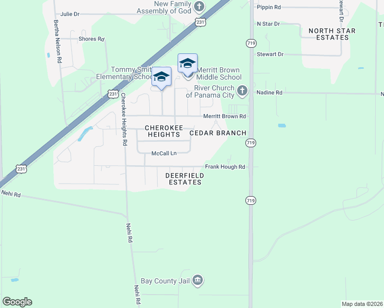 map of restaurants, bars, coffee shops, grocery stores, and more near 4916 McCall Lane in Panama City