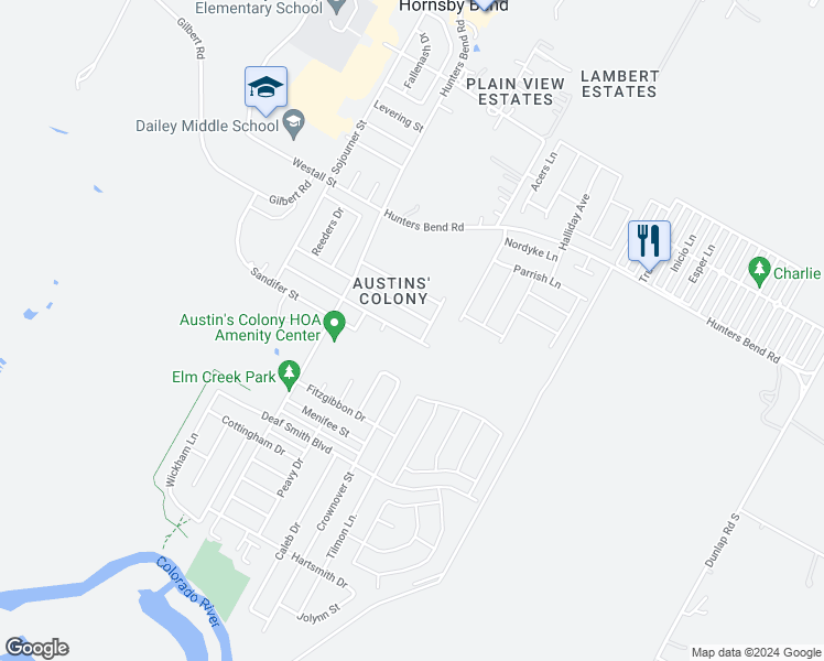 map of restaurants, bars, coffee shops, grocery stores, and more near 14704 Varrelman Street in Austin