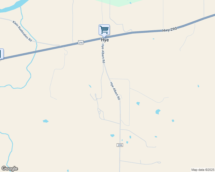 map of restaurants, bars, coffee shops, grocery stores, and more near 530 Hye-Albert Road in Hye