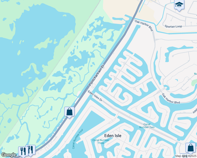 map of restaurants, bars, coffee shops, grocery stores, and more near 4510 Pontchartrain Drive in Slidell
