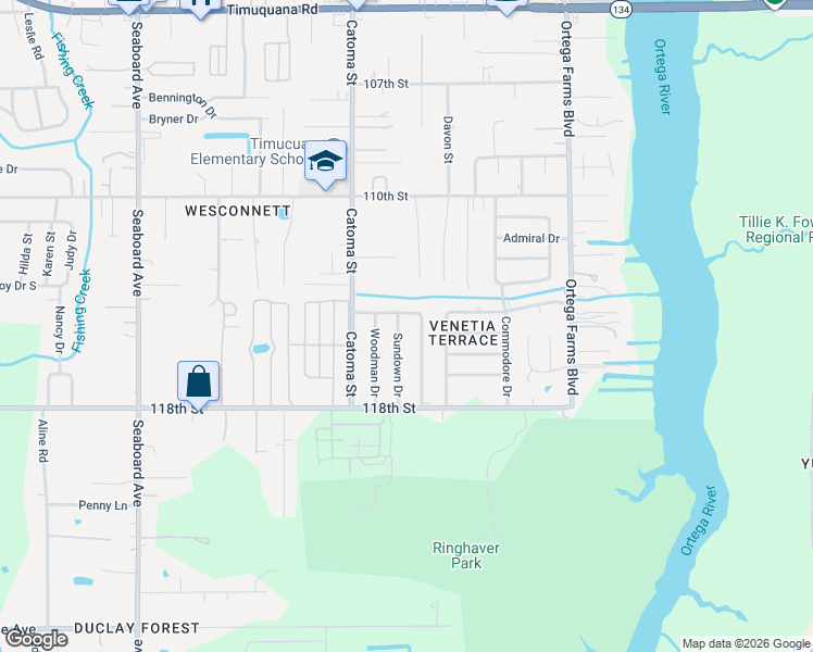 map of restaurants, bars, coffee shops, grocery stores, and more near 5333 Lamar Drive in Jacksonville