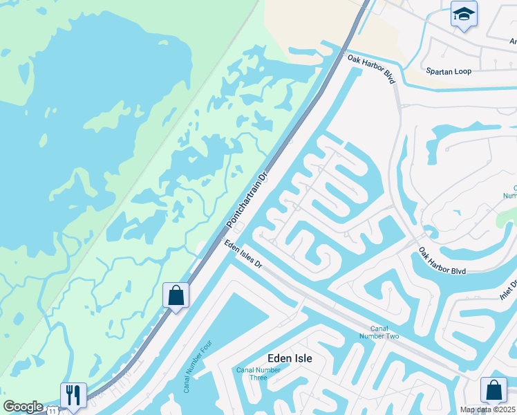 map of restaurants, bars, coffee shops, grocery stores, and more near 4510 Pontchartrain Drive in Slidell