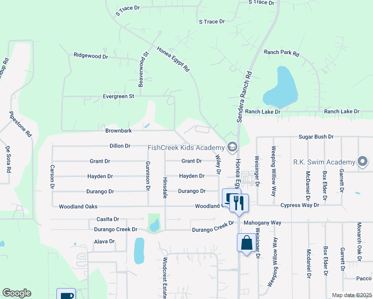map of restaurants, bars, coffee shops, grocery stores, and more near 6610 Dillon Drive in Magnolia