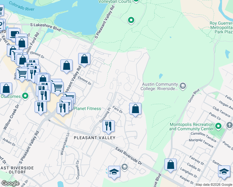 map of restaurants, bars, coffee shops, grocery stores, and more near in Austin
