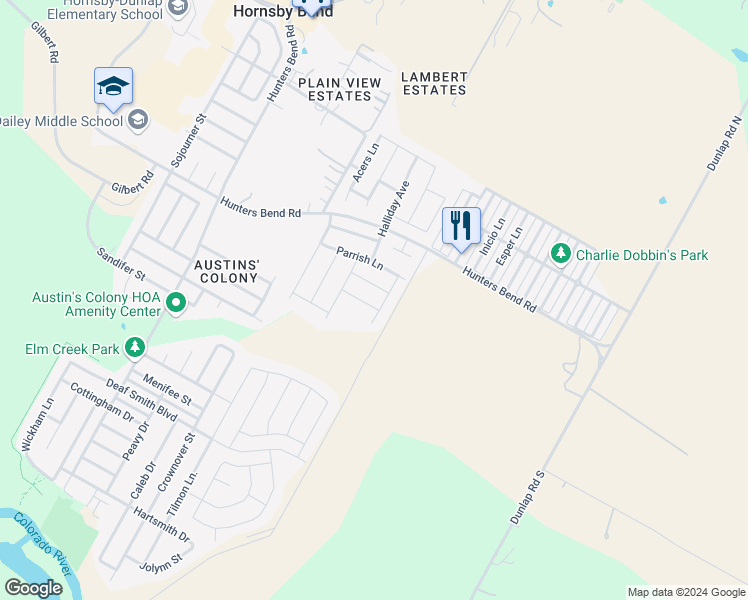 map of restaurants, bars, coffee shops, grocery stores, and more near 15208 Walcott Drive in Austin