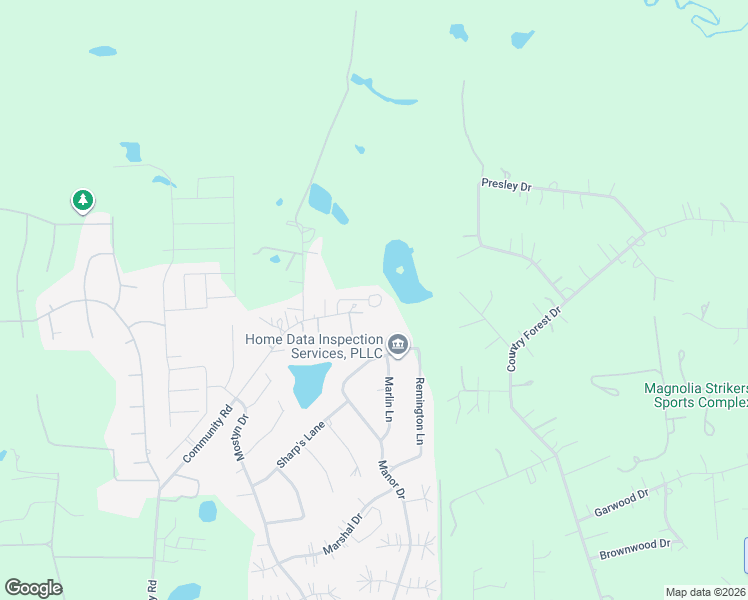 map of restaurants, bars, coffee shops, grocery stores, and more near 41111 Community Road in Magnolia