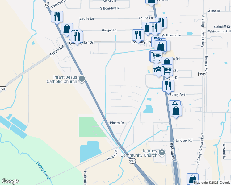 map of restaurants, bars, coffee shops, grocery stores, and more near 112 Jorden Gage Lane in Lumberton