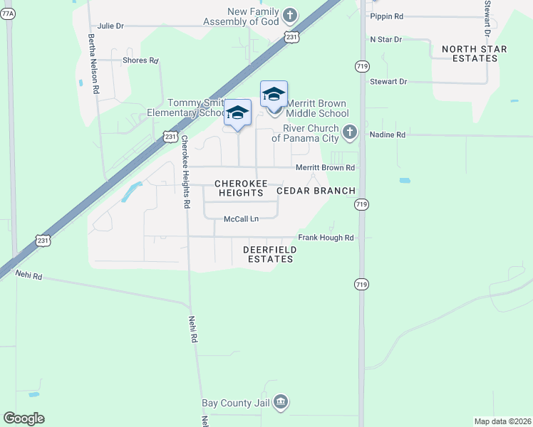 map of restaurants, bars, coffee shops, grocery stores, and more near 4909 McCall Lane in Panama City