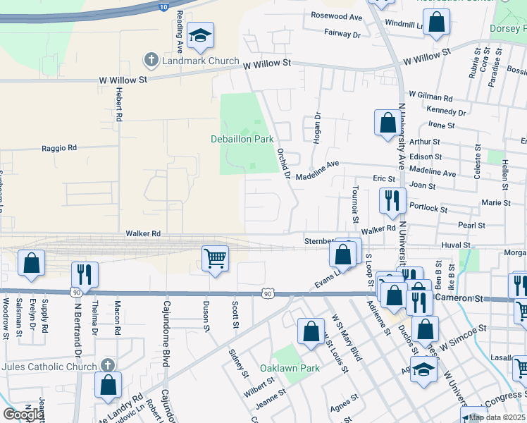 map of restaurants, bars, coffee shops, grocery stores, and more near 108 Scepter Circle in Lafayette