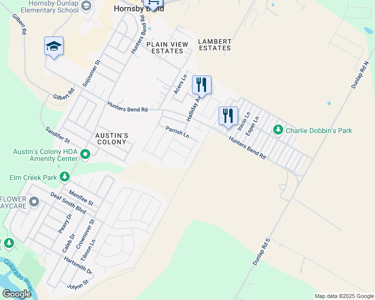 map of restaurants, bars, coffee shops, grocery stores, and more near 15208 Walcott Drive in Austin