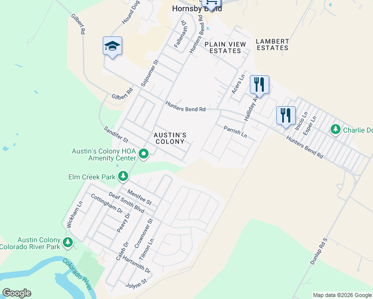 map of restaurants, bars, coffee shops, grocery stores, and more near 14708 Highsmith Street in Austin