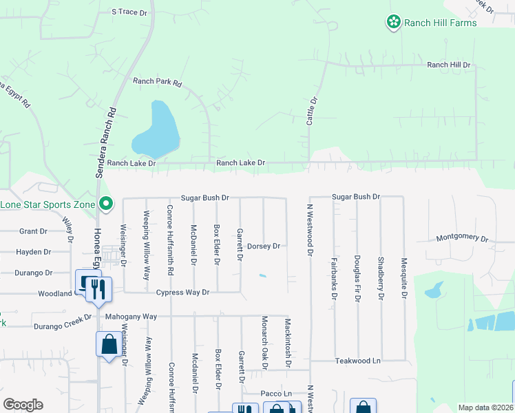 map of restaurants, bars, coffee shops, grocery stores, and more near 1019 Monarch Oak Drive in Magnolia