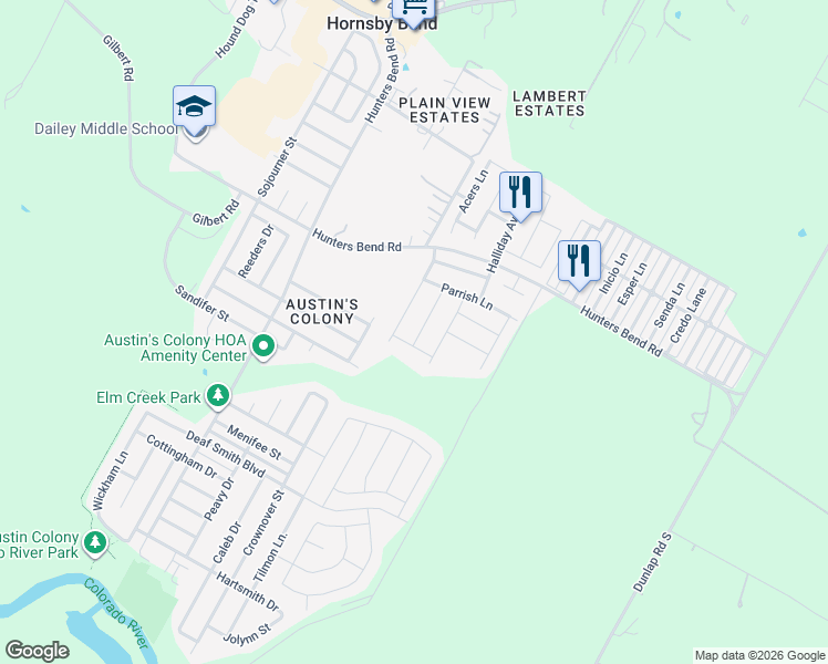 map of restaurants, bars, coffee shops, grocery stores, and more near 813 Red Tails Drive in Austin