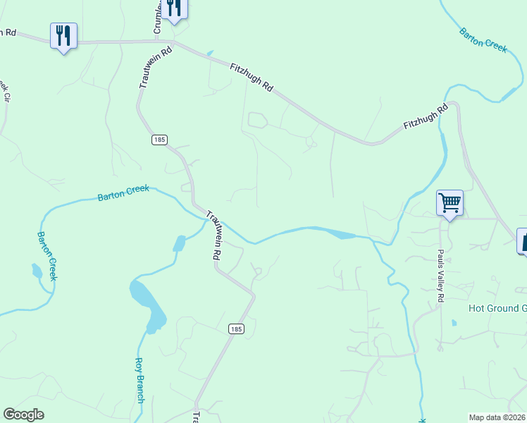 map of restaurants, bars, coffee shops, grocery stores, and more near 14909 Fitzhugh Road in Austin
