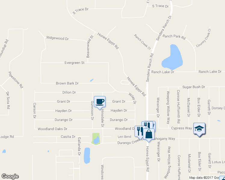 map of restaurants, bars, coffee shops, grocery stores, and more near 6610 Dillon Dr in Magnolia