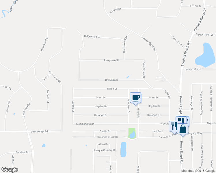 map of restaurants, bars, coffee shops, grocery stores, and more near 6822 Dillon Drive in Magnolia