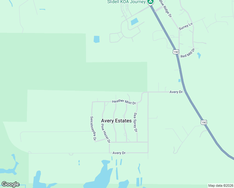 map of restaurants, bars, coffee shops, grocery stores, and more near 102 Schokley Drive in Slidell