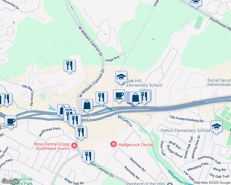 map of restaurants, bars, coffee shops, grocery stores, and more near 6302 U.S. 290 in Austin