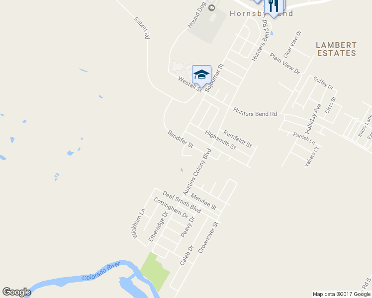 map of restaurants, bars, coffee shops, grocery stores, and more near 3609 Banda Lane in Austin