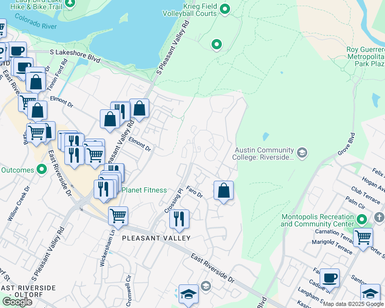 map of restaurants, bars, coffee shops, grocery stores, and more near in Austin
