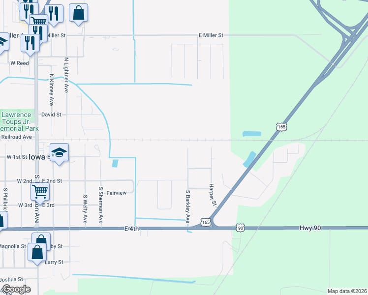 map of restaurants, bars, coffee shops, grocery stores, and more near 316 Barclay Street in Iowa