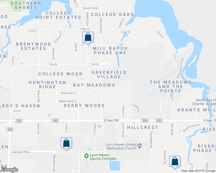 map of restaurants, bars, coffee shops, grocery stores, and more near 2337 Woodhaven Place in Lynn Haven
